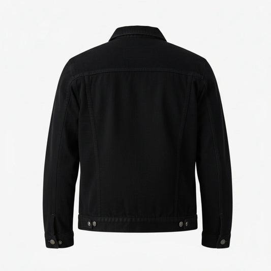 Mens Black Cotton Trucker Jacket