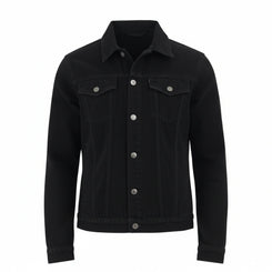 Mens Black Cotton Trucker Jacket