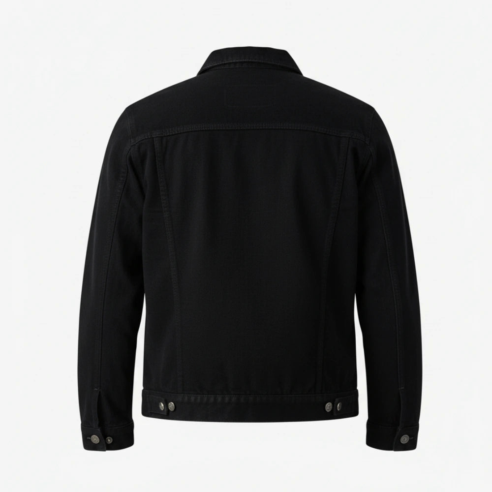 Mens Black Cotton Trucker Jacket