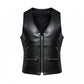 Mens Zip Pockets Black Real Leather Jacket