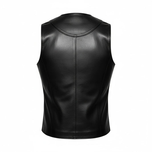 Mens Zip Pockets Black Real Leather Jacket