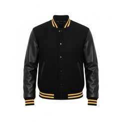 Unisex Yellow Rib Black Varsity Jacket