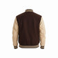 Unisex Brown with Beige Sleeve Varsity Jacket