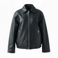 Womens Oversized Black Leather Shirt Collar Style Jacket
